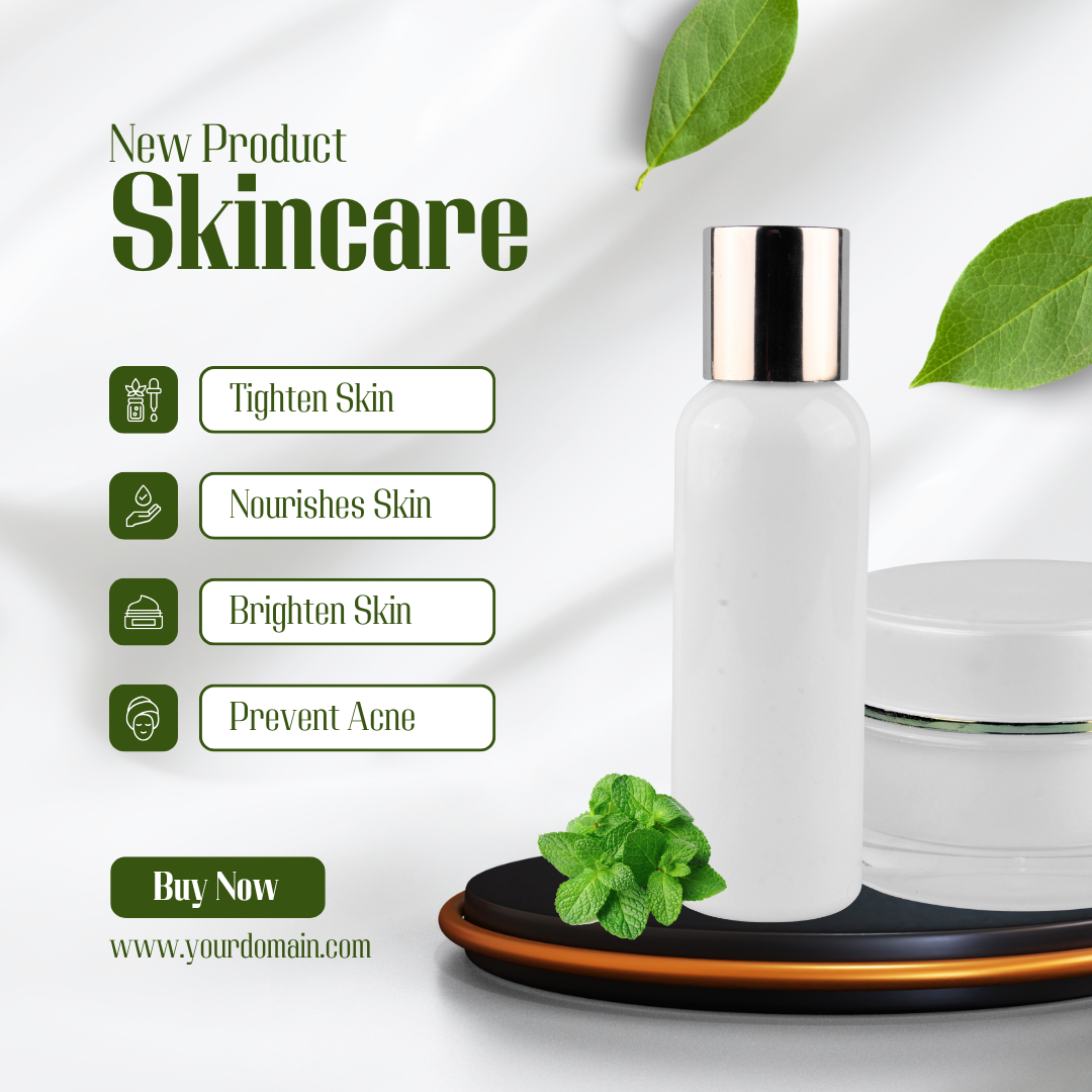 Green and White Minimalist New Product Skincare Instagram Post
